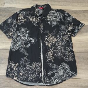 Black and White Button Down with Floral Print